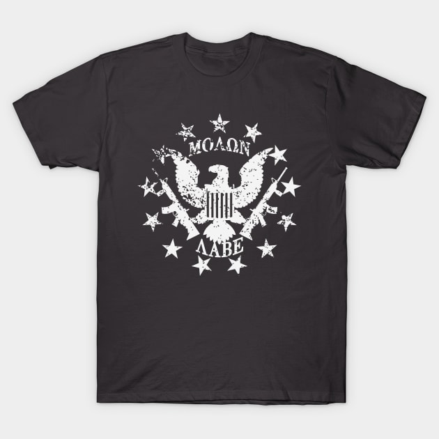 Molon Labe US Great Seal and Stars White T-Shirt by AStickyObsession